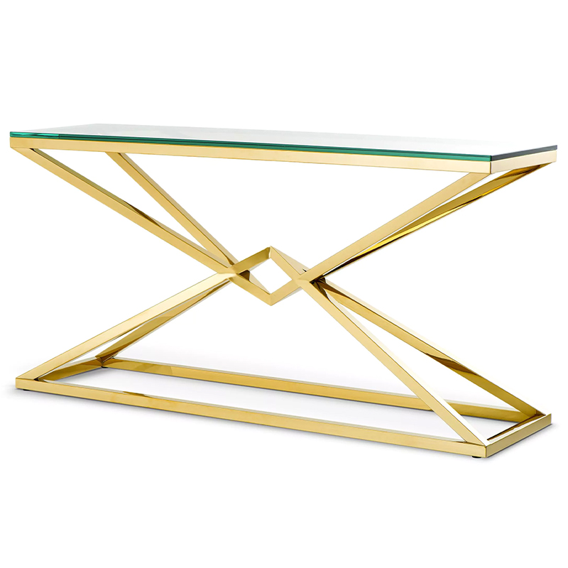 Консоль Eichholtz Console Table Connor L Прозрачное Стекло Глянцевое золото Консоль Eichholtz Console Table Connor L Прозрачное Стекло Глянцевое золото в Твери | Loft Concept
