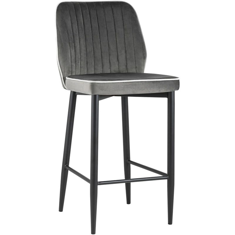Стул Lawrence Chair Серый Велюр Белый кант Серый Белый Черный Стул Lawrence Chair Серый Велюр Белый кант Серый Белый Черный в Твери | Loft Concept