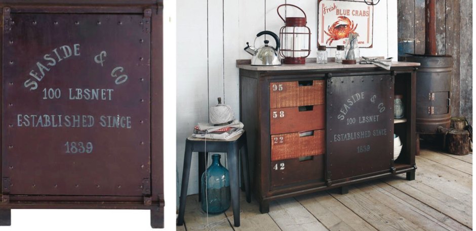 Буфет металлический с деревянными ящиками Industrial Rust Iron Buffet Буфет металлический с деревянными ящиками Industrial Rust Iron Buffet - Loft-Concept в Твери