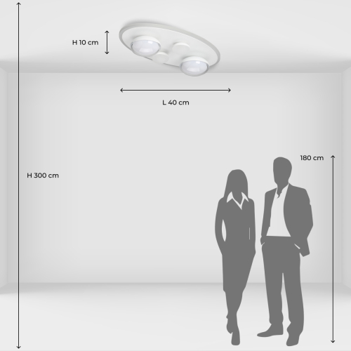 Потолочный светильник овальной формы белого цвета с 4-мя лампами Lunar Pebbles в Твери