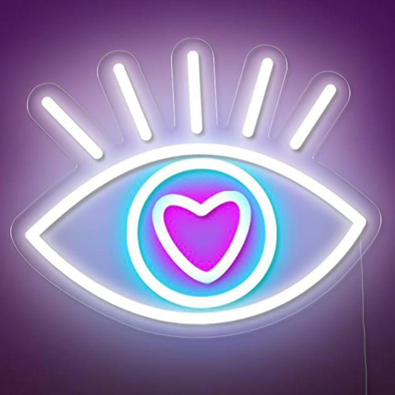 Неоновая настенная лампа Lucky Eye Neon Wall Lamp Белый Бирюзовый Розовый Прозрачный Неоновая настенная лампа Lucky Eye Neon Wall Lamp Белый Бирюзовый Розовый Прозрачный в Твери | Loft Concept