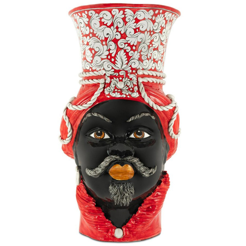 Ваза Vase Moro Man Giant Ornate Красный Черный Ваза Vase Moro Man Giant Ornate Красный Черный в Твери | Loft Concept