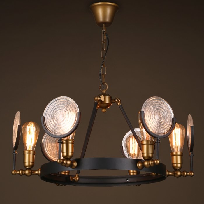 Люстра GASLIGHT LENS Chandelier 6 Черный Люстра GASLIGHT LENS Chandelier 6 Черный в Твери | Loft Concept
