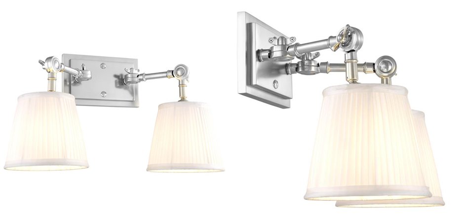 Бра Wall Lamp Wentworth Double Nickel+White Бра Wall Lamp Wentworth Double Nickel+White - Loft-Concept в Твери