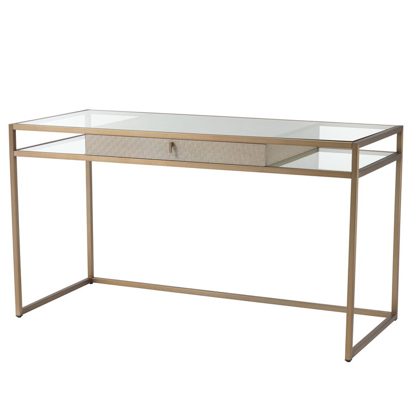 Рабочий стол Eichholtz Desk Napa Valley oak Матовая латунь Бежевый Прозрачный Рабочий стол Eichholtz Desk Napa Valley oak Матовая латунь Бежевый Прозрачный в Твери | Loft Concept