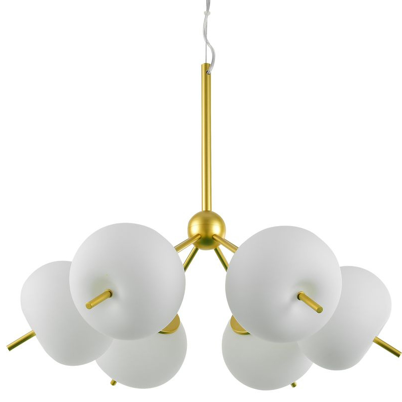 Люстра White ball brass Louise 6 Белое матовое стекло Латунь Люстра White ball brass Louise 6 Белое матовое стекло Латунь в Твери | Loft Concept