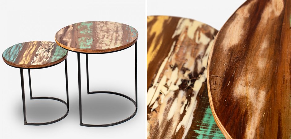 Набор приставных столиков Antique Wood Side Table Набор приставных столиков Antique Wood Side Table - Loft-Concept в Твери