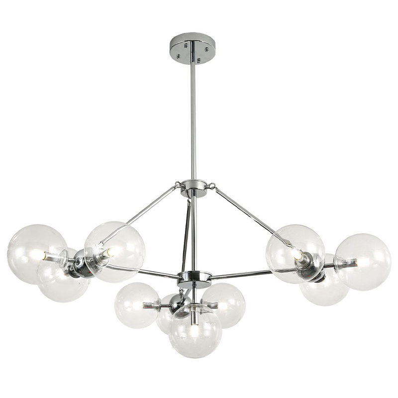 Люстра Modo Chandelier Chrome 10 Хром Прозрачное Стекло Люстра Modo Chandelier Chrome 10 Хром Прозрачное Стекло в Твери | Loft Concept