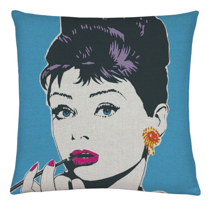 Декоративная подушка Audrey Hepburn #3 Синий Декоративная подушка Audrey Hepburn #3 Синий в Твери | Loft Concept