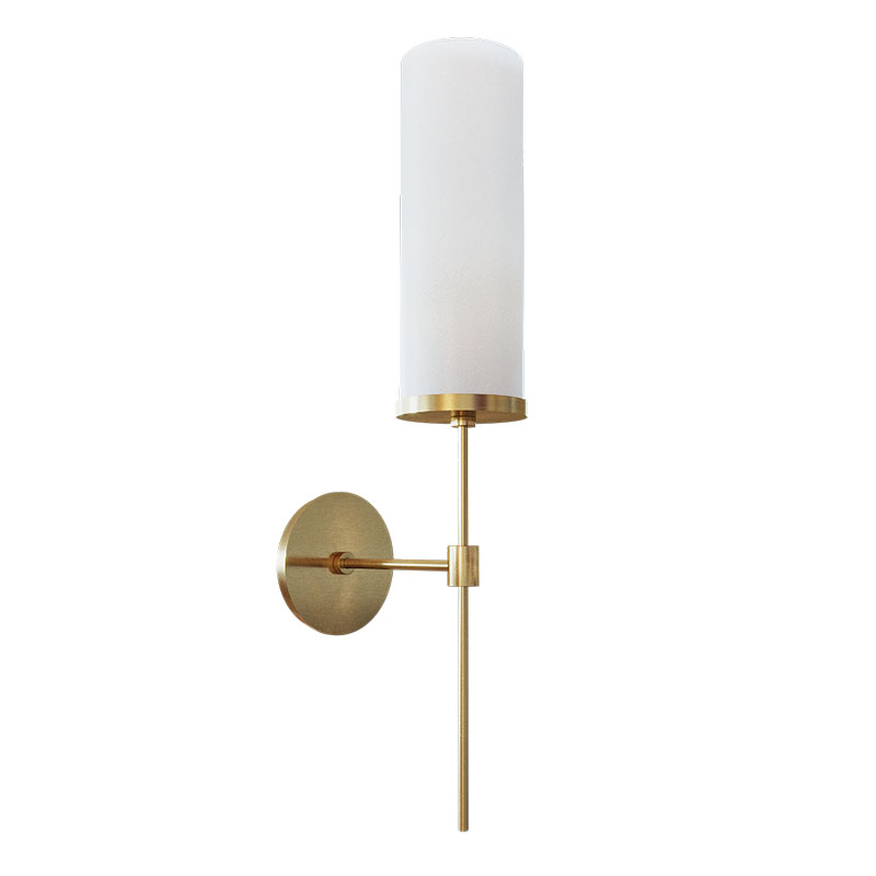 Бра Дизайнерское Elongated Candle Holder Стеклянный Плафон Латунь Белый Бра Дизайнерское Elongated Candle Holder Стеклянный Плафон Латунь Белый в Твери | Loft Concept