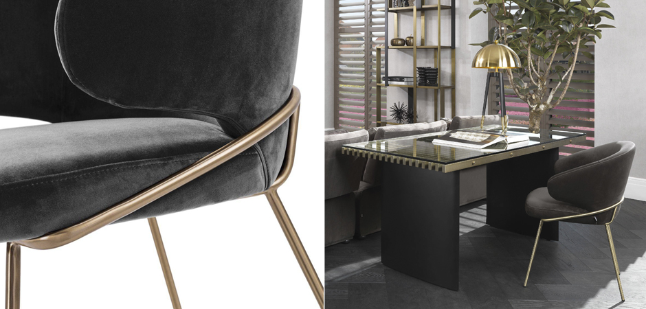 Стул Eichholtz Dining Chair Kinley dark grey Стул Eichholtz Dining Chair Kinley dark grey - Loft-Concept в Твери