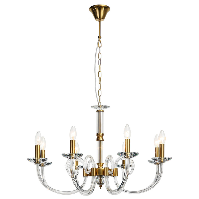 Люстра Twisted Glass Candles Chandelier Золотой Прозрачное Стекло Люстра Twisted Glass Candles Chandelier Золотой Прозрачное Стекло в Твери | Loft Concept