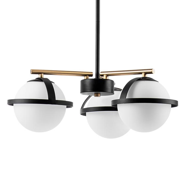 Люстра Balls in Cap Chandelier 3 Черный Белый Латунь Люстра Balls in Cap Chandelier 3 Черный Белый Латунь в Твери | Loft Concept