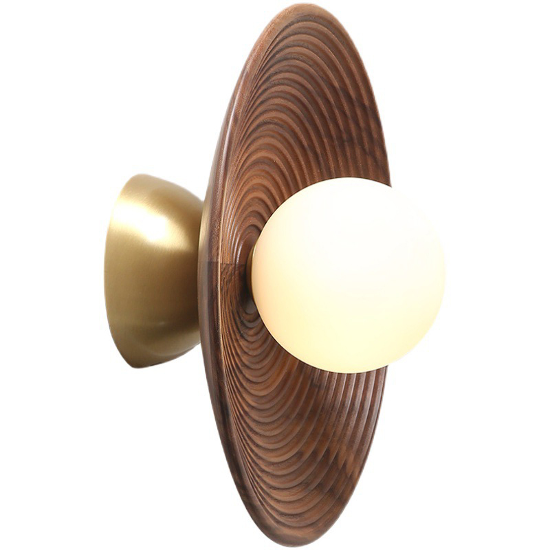 Бра Noya Wooden Wall Lamp Белый Коричневый Латунь сатинированная Бра Noya Wooden Wall Lamp Белый Коричневый Латунь сатинированная в Твери | Loft Concept
