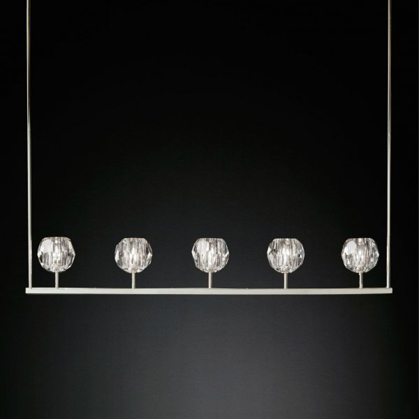 Люстра RH Boule De Cristal Linear Chandelier 5 Прозрачный Люстра RH Boule De Cristal Linear Chandelier 5 Прозрачный в Твери | Loft Concept