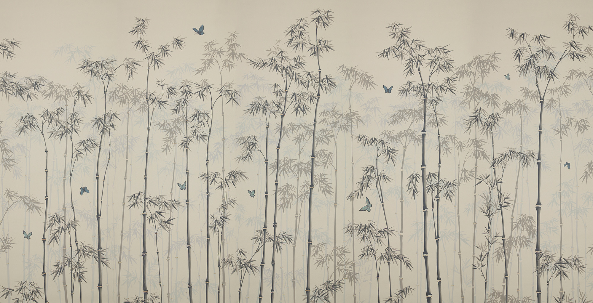 Обои ручная роспись Distant Bamboo Special Colourway on white dyed paper Обои ручная роспись Distant Bamboo Special Colourway on white dyed paper - постер Loft-Concept в Твери