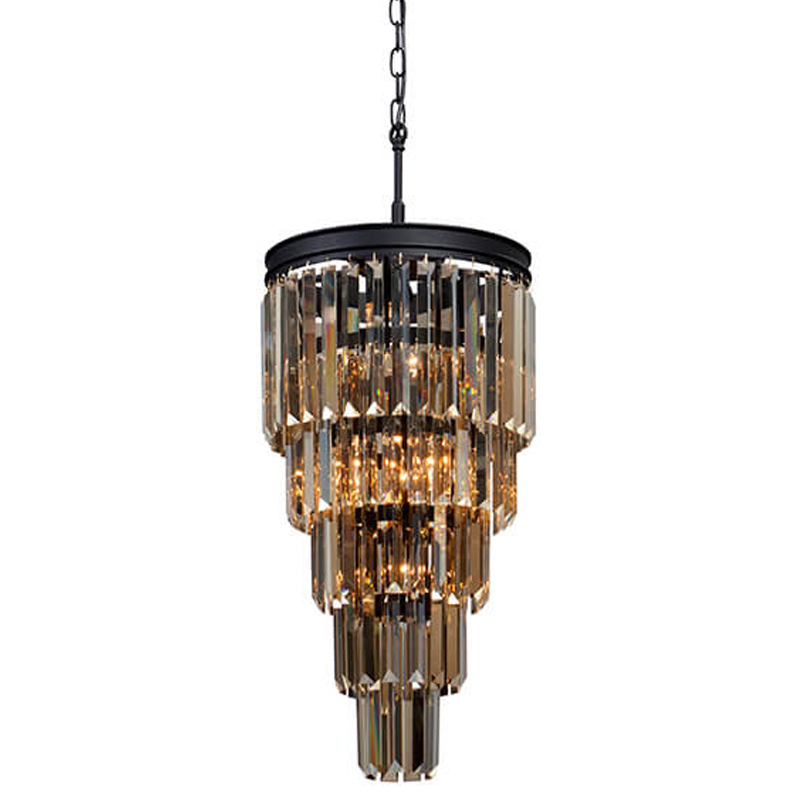 Люстра ODEON Amber GLASS 5-TIER  Black Янтарное стекло D 33 Черный матовый в Твери | Loft Concept 