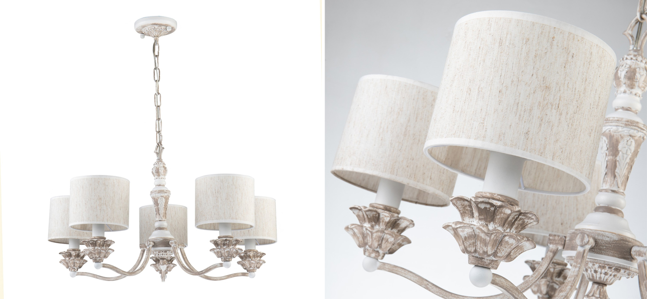 Люстра с абажурами из рогожки Toulouse D67 см - фото