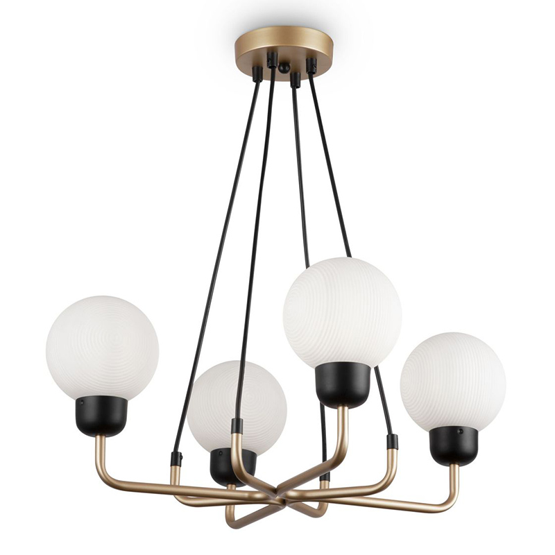 Люстра Andresa Chandelier 4 Balls Золотой Белое матовое стекло Люстра Andresa Chandelier 4 Balls Золотой Белое матовое стекло в Твери | Loft Concept