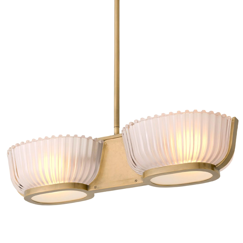Люстра Eichholtz Chandelier Artos Double Латунь Белое матовое стекло Люстра Eichholtz Chandelier Artos Double Латунь Белое матовое стекло в Твери | Loft Concept