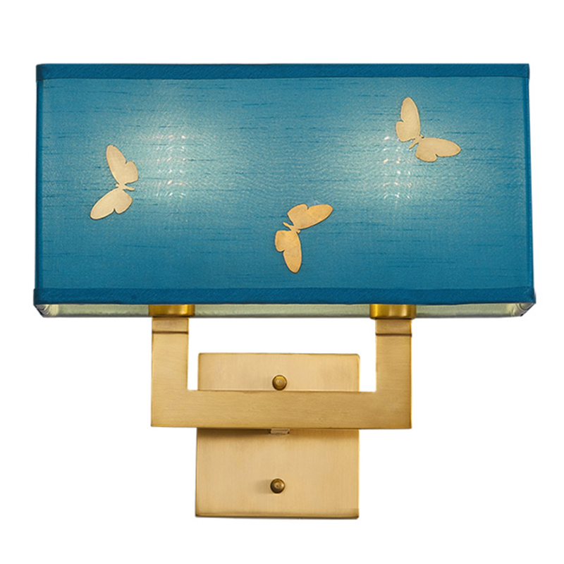 Бра с бабочками Butterflies Blue Background Wall Lamp 2 Латунь Бирюзовый Бра с бабочками Butterflies Blue Background Wall Lamp 2 Латунь Бирюзовый в Твери | Loft Concept