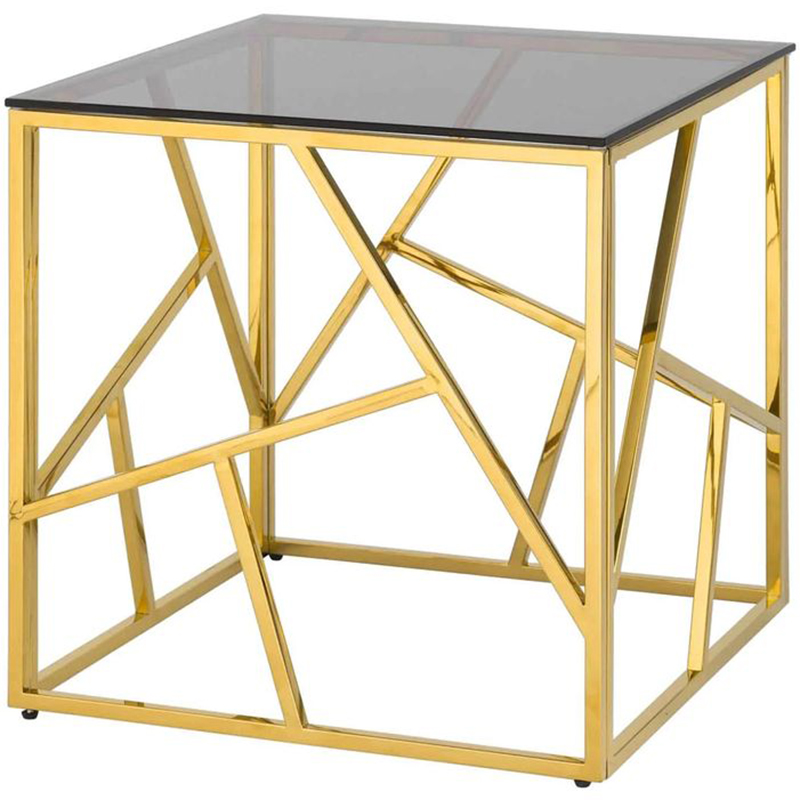 Стол приставной Geometry Serene Phoenix Gold Золотой Стекло Смок в Твери | Loft Concept 