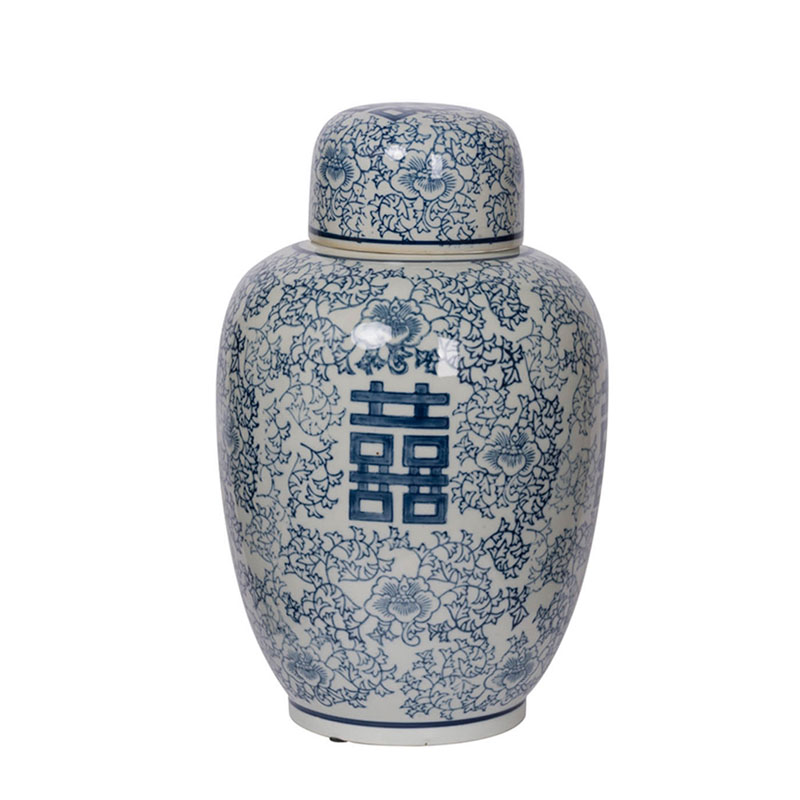 Китайская ваза c крышкой Blue & White Ornament Vase Белый Синий Китайская ваза c крышкой Blue & White Ornament Vase Белый Синий в Твери | Loft Concept