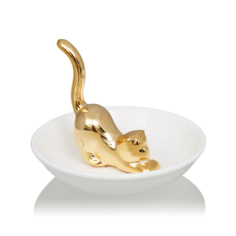 Блюдо Decorative Dish Cat Белый Глянцевое золото Блюдо Decorative Dish Cat Белый Глянцевое золото в Твери | Loft Concept
