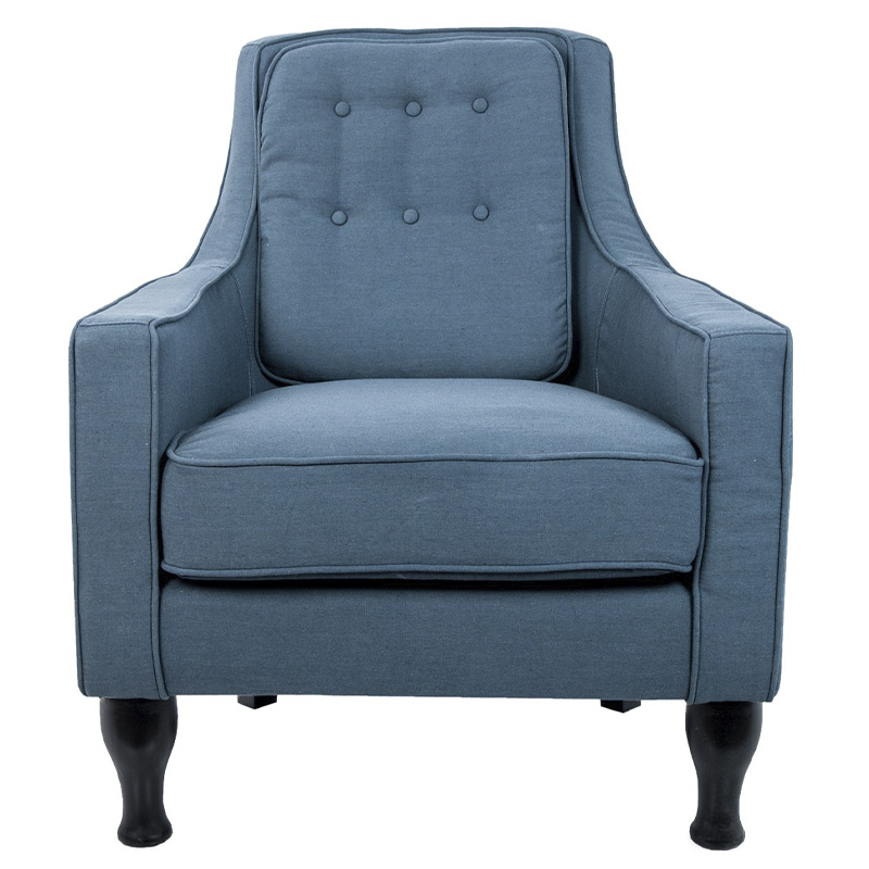 Кресло с мягкой обивкой из льна на 4-х ножках из массива березы Scarlett Armchair blue Голубой Черный Кресло с мягкой обивкой из льна на 4-х ножках из массива березы Scarlett Armchair blue Голубой Черный в Твери | Loft Concept