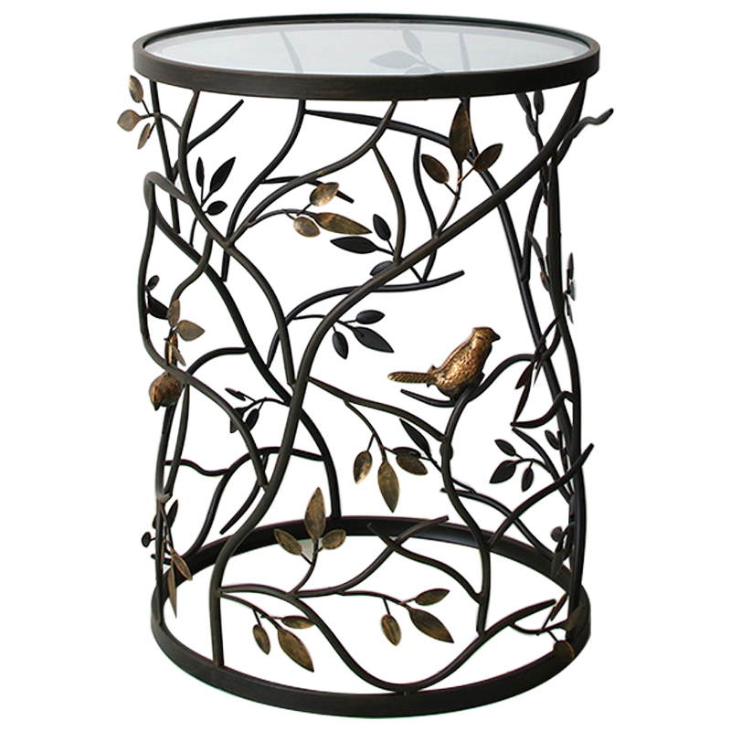 Приставной стол Ruairi Metal Leaves Side Table Черный Золотой Прозрачное Стекло Приставной стол Ruairi Metal Leaves Side Table Черный Золотой Прозрачное Стекло в Твери | Loft Concept