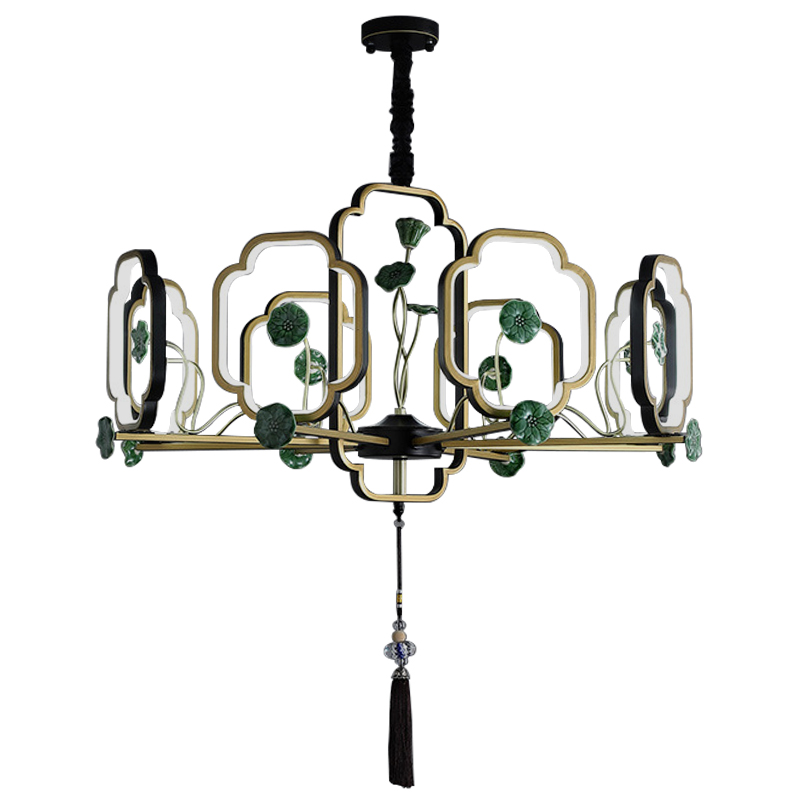 Люстра Lotus Fruit Chandelier Черный Зеленый Золотой Люстра Lotus Fruit Chandelier Черный Зеленый Золотой в Твери | Loft Concept