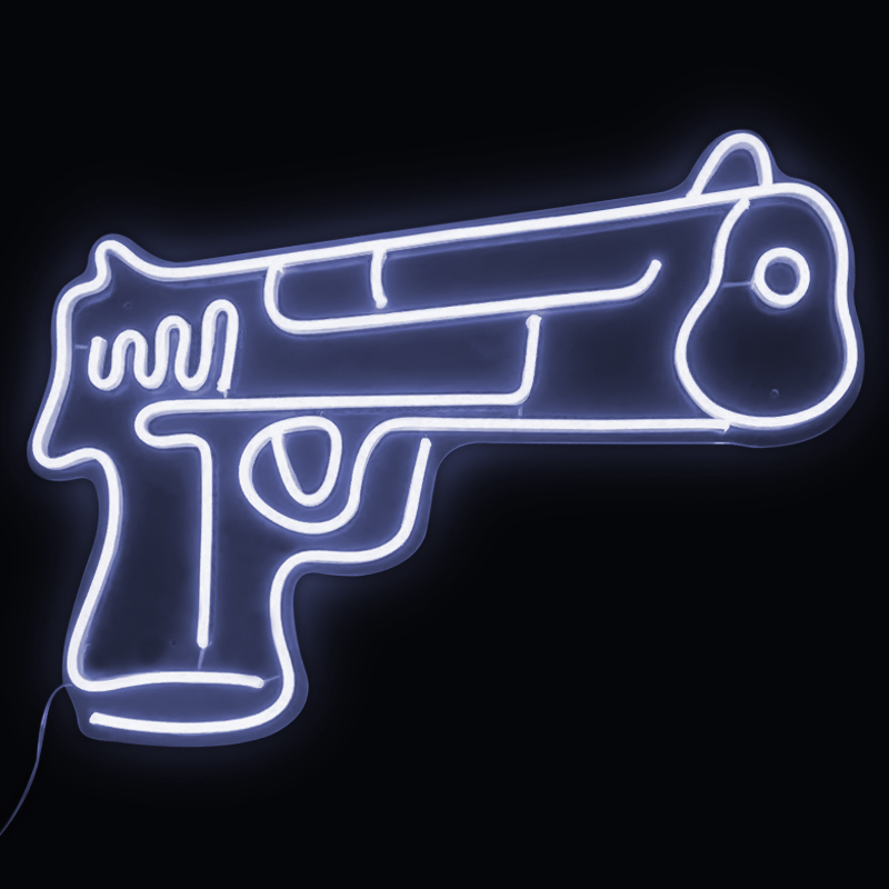 Неоновая настенная лампа Gun Neon Wall Lamp Белый Прозрачный Неоновая настенная лампа Gun Neon Wall Lamp Белый Прозрачный в Твери | Loft Concept