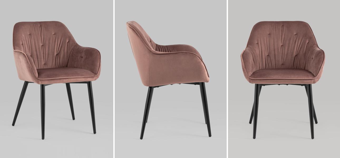 Стул CHANTAL Chair капитоне Пыльно-Розовый Велюр - фото