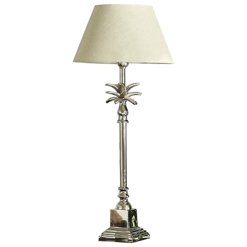 Настольная лампа с абажуром Palm Lampshade Table Lamp Хром Бежевый Настольная лампа с абажуром Palm Lampshade Table Lamp Хром Бежевый в Твери | Loft Concept