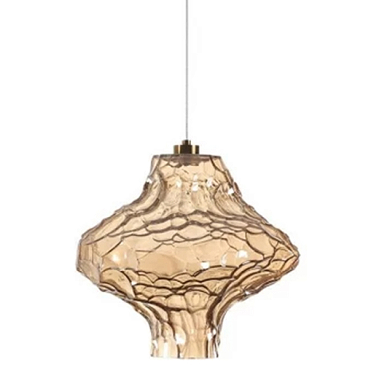 Подвесной светильник с плафоном из фактурного светло-янтарного стекла Light Ensemble Янтарный Бронза в Твери | Loft Concept 
