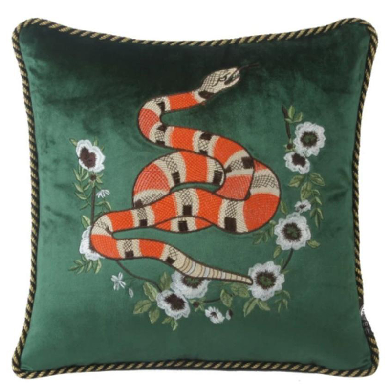 Подушка с Вышивкой Стиль Gucci IV Зеленый Подушка с Вышивкой Стиль Gucci IV Зеленый в Твери | Loft Concept
