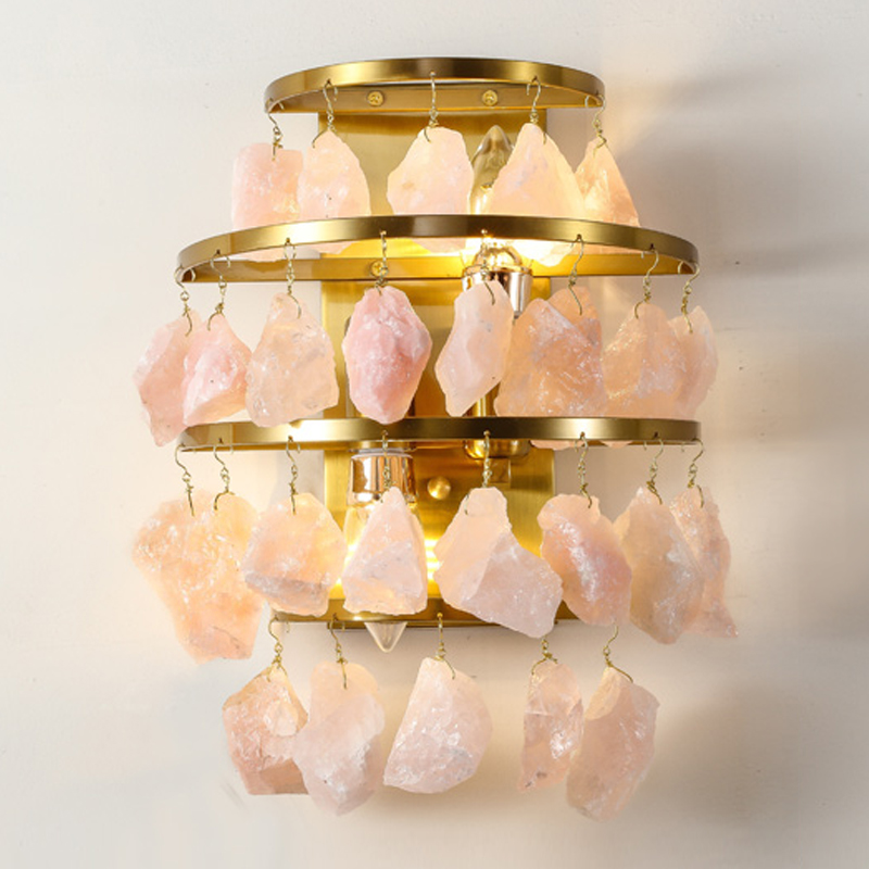 Hardis Pink stone Wall Lamp Латунь Дымчатая Роза Hardis Pink stone Wall Lamp Латунь Дымчатая Роза в Твери | Loft Concept