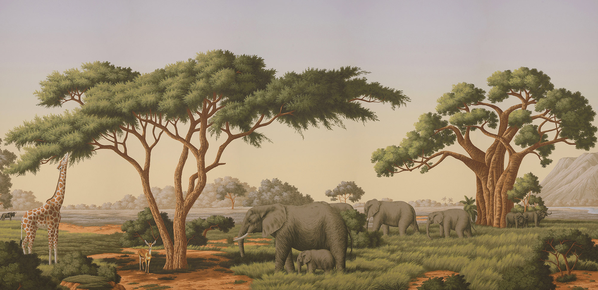 Обои ручная роспись African Savannah Amarelo on scenic paper Обои ручная роспись African Savannah Amarelo on scenic paper - постер Loft-Concept в Твери