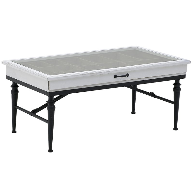 Кофейный стол с выдвижным ящиком Provence Coffee Table with Drawer Белый Черный Кофейный стол с выдвижным ящиком Provence Coffee Table with Drawer Белый Черный в Твери | Loft Concept