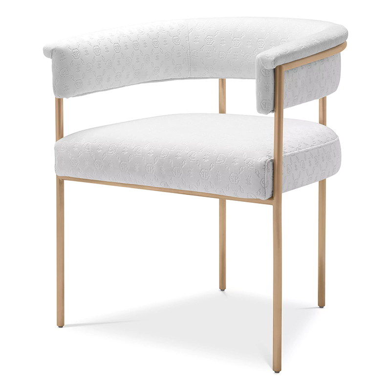 Стул Philipp Plein Dining Chair Monogram White Белый Золотой в Твери | Loft Concept 
