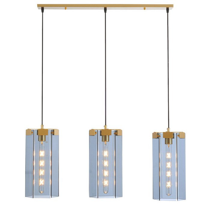 Люстра Rectangle Gray Glass Pendant Lamp 3 Золотой Прозрачное Стекло Люстра Rectangle Gray Glass Pendant Lamp 3 Золотой Прозрачное Стекло в Твери | Loft Concept