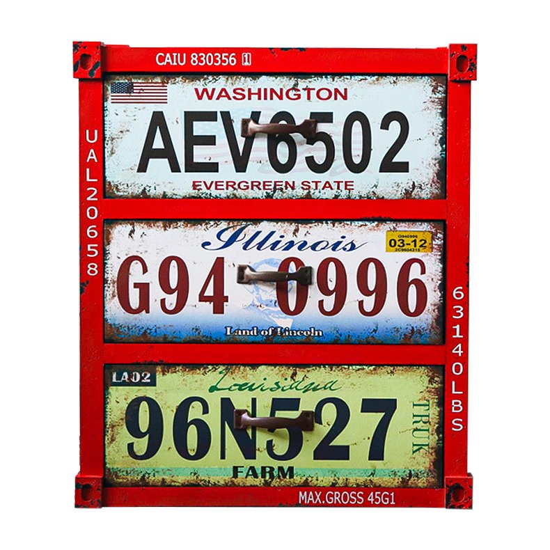Тумба Car Plate Numbers Красный Мульти Тумба Car Plate Numbers Красный Мульти в Твери | Loft Concept