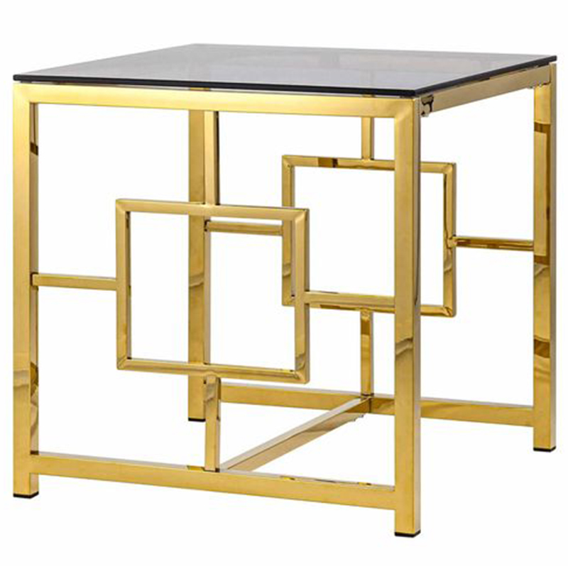 Стол приставной Milan Tables Gold Золотой Стекло Смок Стол приставной Milan Tables Gold Золотой Стекло Смок в Твери | Loft Concept