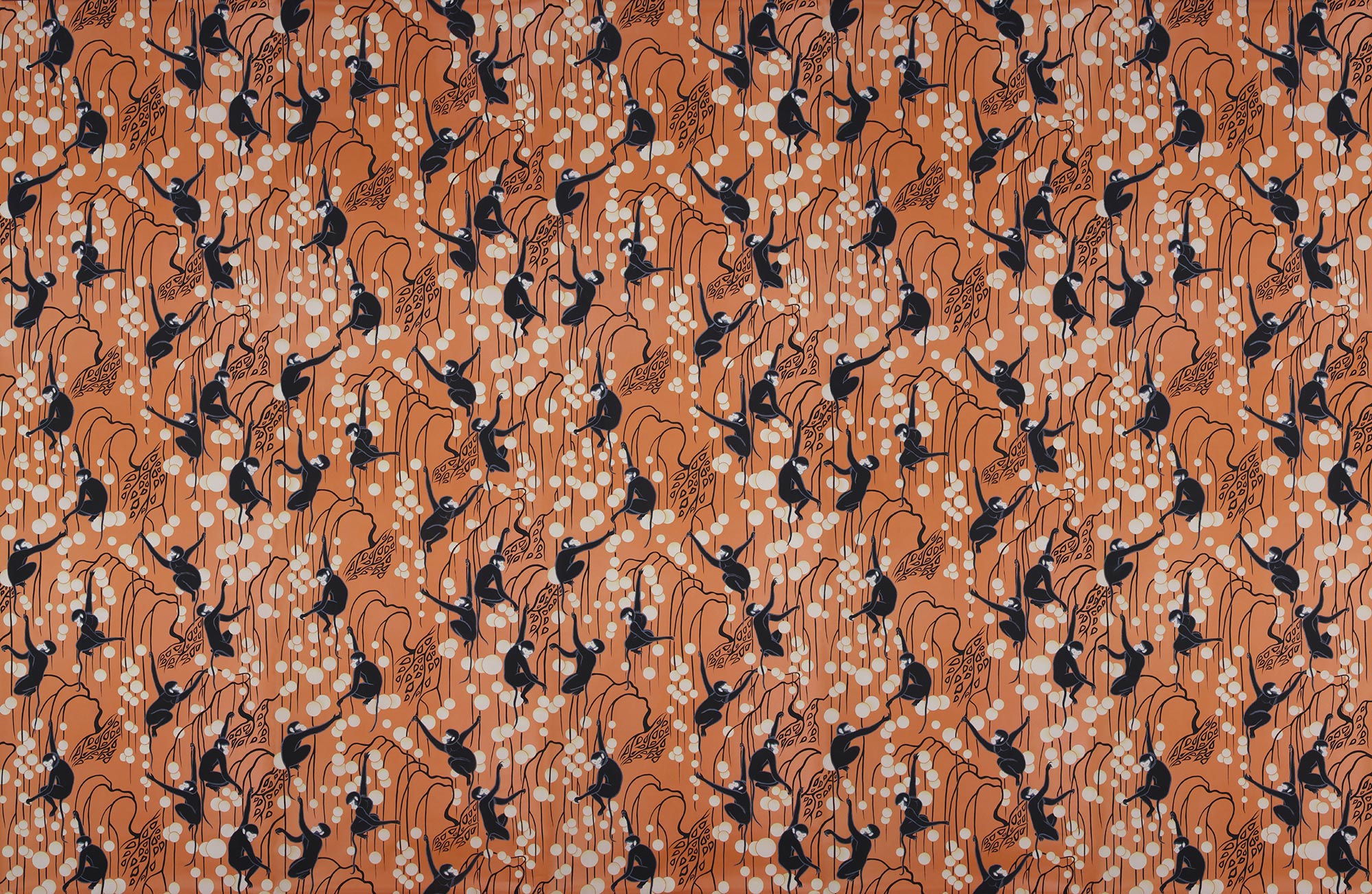 Обои ручная роспись Deco Monkeys Terracotta on dyed paper Обои ручная роспись Deco Monkeys Terracotta on dyed paper - постер Loft-Concept в Твери