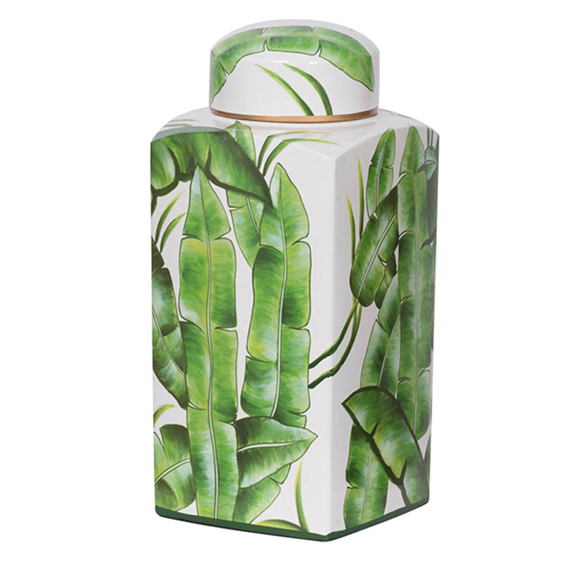 Ваза Vase Green Leaves 36 Зеленый Белый Ваза Vase Green Leaves 36 Зеленый Белый в Твери | Loft Concept
