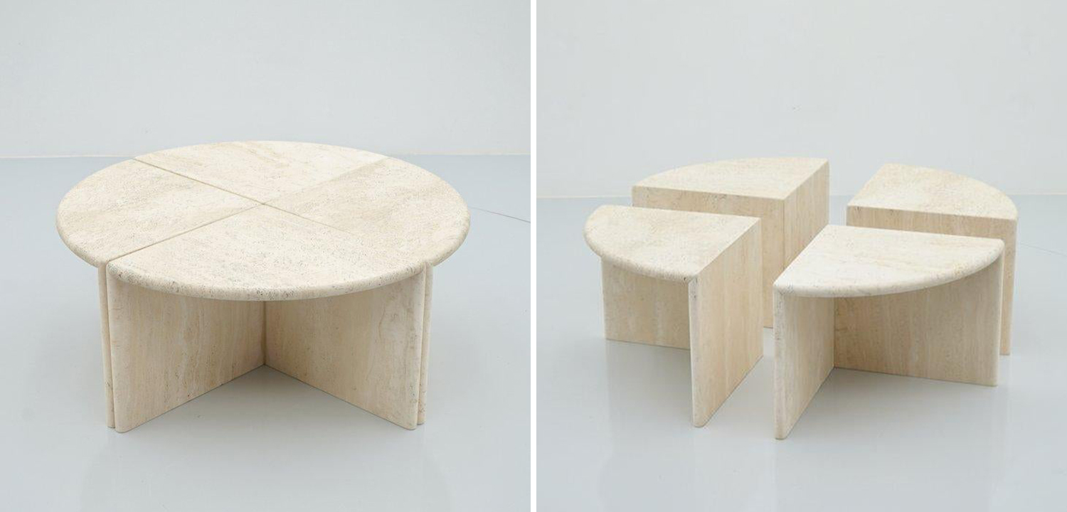 Модульный кофейный стол Set of Four Travertine Side or Coffee Tables - фото