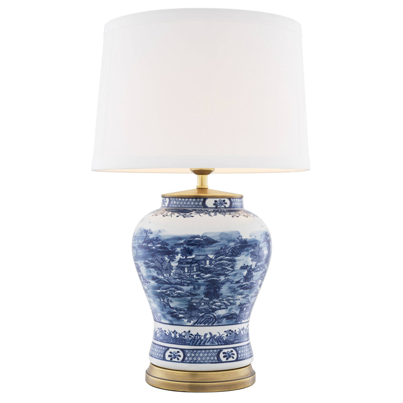 Настольная лампа Eichholtz Table Lamp Chinese Blue Белый Синий Латунь Античная полированная Настольная лампа Eichholtz Table Lamp Chinese Blue Белый Синий Латунь Античная полированная в Твери | Loft Concept