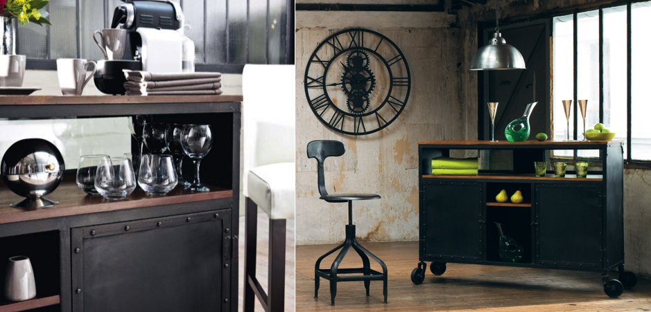 Комод в стиле Индастриал на колёсах Industrial Bar Oak Chest Комод в стиле Индастриал на колёсах Industrial Bar Oak Chest - Loft-Concept в Твери