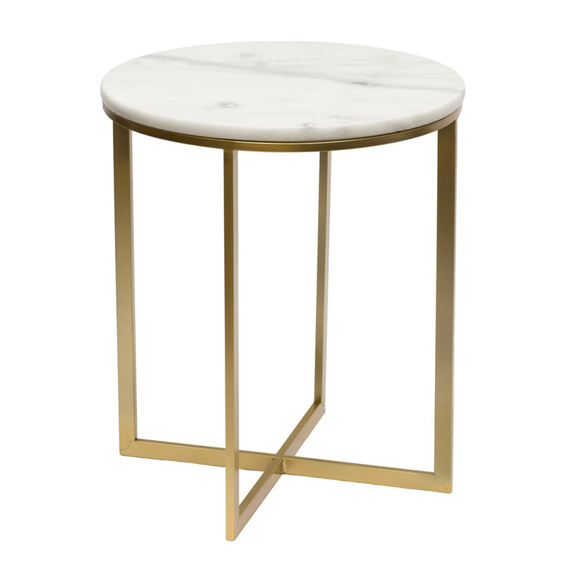 Приставной стол Round Table Marble white Золотой Белый Мрамор Bianco Приставной стол Round Table Marble white Золотой Белый Мрамор Bianco в Твери | Loft Concept