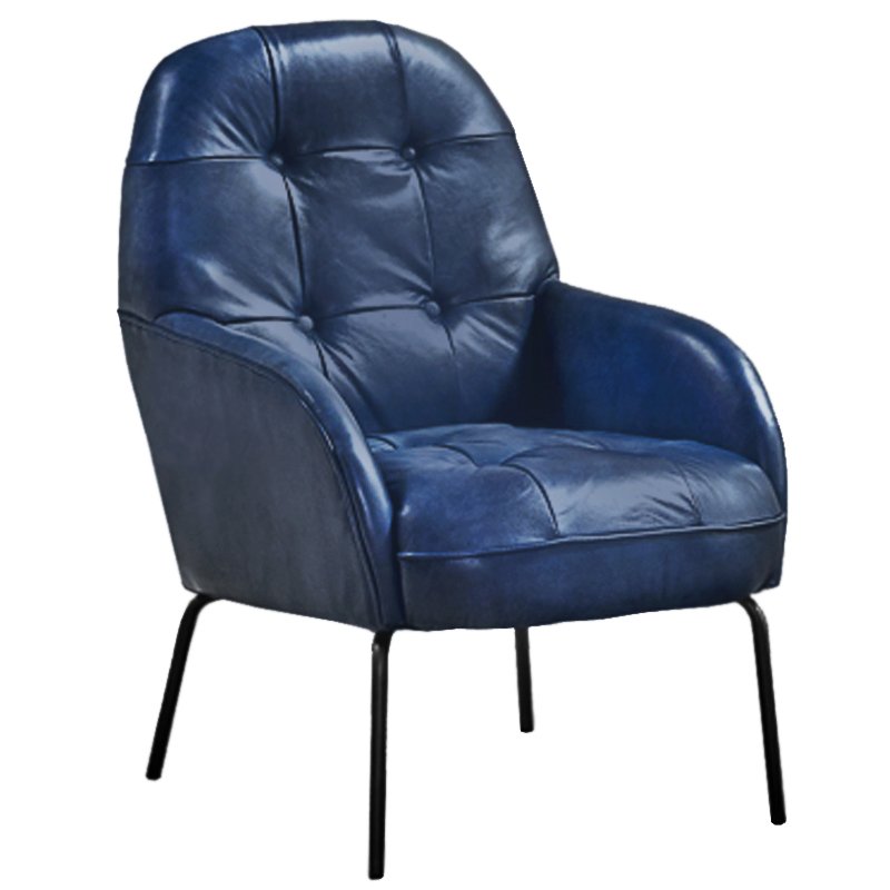 Кресло SHAPKIN LEATHER ARM CHAIR BLUE Синий Черный в Твери | Loft Concept 